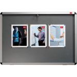 Nobo Display Cabinet Noticeboard Visual Insert Lockable A1 W907xH661mm Grey Ref 31333500