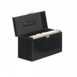 Metal File Box with 5 Suspension Files Tabs and Inserts A4 Black