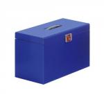 Metal File Box with 5 Suspension Files Tabs and Inserts A4 Blue