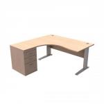 Sonix Premier Radial Desk Left Hand with 600mm Desk-High Pedestal W1600xD1600xH720mm Maple