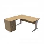 Sonix Premier Radial Desk Left Hand with 600mm Desk-High Pedestal W1600xD1600xH720mm Oak