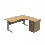 Sonix Premier Radial Desk Right Hand with 600mm Desk-High Pedestal W1600xD1600xH720mm Oak