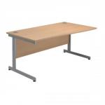Sonix Contract Wave Desk Right Hand Silver Legs W1600xD900-800xH720mm Maple Ref 34