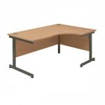 Sonix Contract Radial Desk Right Hand Grey Legs W1800xD1180xH720mm Oak Ref 34