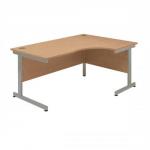 Sonix Contract Radial Desk Right Hand Silver Legs W1600xD1180xH720mm Oak Ref 34