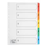 5 Star Index 230 micron Card with Coloured Mylar Tabs 1-5 A4 White