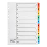 5 Star Index 230 micron Card with Coloured Mylar Tabs 1-10 A4 White