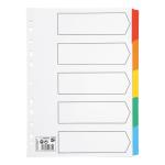5 Star Index 230 micron Card with Coloured Mylar Tabs 5-Part A4 White