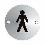 Circular Convex Gents Logo Sign Satin Anodised Aluminium 72mm Diameter