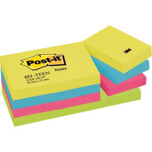 Cheap Stationery Supply of Post-it Colour Notes Pad of 100 Sheets 38x51mm Energetic Palette Rainbow Colours 653TF Pack of 12 Office Statationery