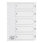 5 Star Index 230 micron Card with Clear Mylar Tabs 1-5 A4 White