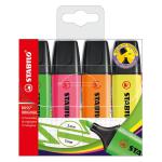 Stabilo Boss Highlighters Chisel Tip 2-5mm Line Assorted Ref 70/4 Wallet 4