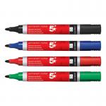 5 Star Permanent Marker Xylene/Toluene-free Smearproof Bullet Tip 2mm Line Assorted Wallet 4