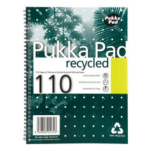 Cheap Stationery Supply of Pukka Pad Recycled Notebook Wirebound Perforated Ruled Margin 4-Hole 80gsm 110pp A4 RCA4 Pack of 3 Office Statationery