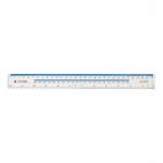 Helix Ruler Plastic Shatter-resistant 10ths 16ths/inch and Millimetres 300mm Light Blue Tint Ref L16025