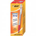 Bic Cristal Grip Ball Pen Clear Barrel 1.0mm Tip 0.4mm Line Red Ref 802803 [Pack 20]