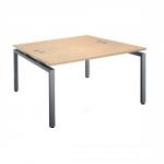 Sonix Bench Plus Twin Desk with Cable Ports in 25mm MFC Top W1800xD1200xH720mm Maple