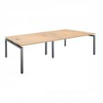 Sonix Bench Plus Quad Desk with Cable Ports in 25mm MFC Top W2400xD1600xH720mm Maple