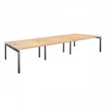 Sonix Bench Plus Sext Desk with Cable Ports in 25mm MFC Top W4800xD1600xH720mm Maple