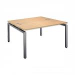 Sonix Bench Plus Twin Desk with Cable Ports in 25mm MFC Top W1200xD1600xH720mm Beech