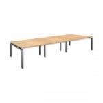 Sonix Bench Plus Sext Desk with Cable Ports in 25mm MFC Top W3600xD1600xH720mm Beech