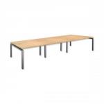 Sonix Bench Plus Sext Desk with Cable Ports in 25mm MFC Top W5400xD1200xH720mm Beech