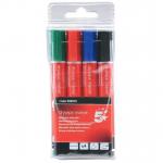 5 Star Drywipe Marker Xylene/Toluene-Free Bullet Tip 3mm Line Assorted Pack of 4