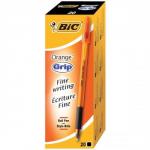 Bic Orange Grip Ball Pen Translucent Barrel 0.8mm Tip 0.2mm Line Black Ref 811925 [Pack 20]