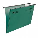 Leitz Ultimate Suspension File Recycled with Tabs Inserts V-Base Foolscap Green Ref 17440055 [Pack 50]