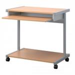 Trexus Budget Computer Workstation Mobile with Roll-out Keyboard W800xD500xH775mm Beech and Silver