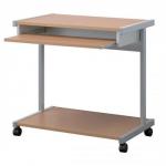 Trexus Budget Computer Workstation Mobile with Roll-out Keyboard W800xD500xH775mm Oak and Silver