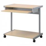 Trexus Budget Computer Workstation Mobile with Roll-out Keyboard W800xD500xH775mm Maple and Silver
