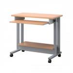 Trexus Workstation Height-adjustable Mobile with Keyboard and Printer Shelves W850xD450xH770-1020mm Beech