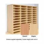 Tercel Post Room Sorter Hutch Add-on Single Height 4 Bay Can Fit 24 Shelves W1280xD360xH620mm Maple