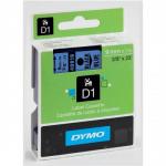 Dymo D1 Tape for Electronic Labelmakers 9mmx7m Black on Blue Ref 40916 S0720710