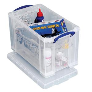 Cheap Stationery Supply of Really Useful Storage Box Plastic Lightweight Robust Stackable 24 Litre W290xD465xH270mm Clear 24C Office Statationery