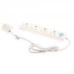 Power Surge Strip with Spike Protection 4 Way 3m White