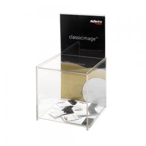 Cheap Stationery Supply of Suggestion Box / Business Card Box With Sign Holder Crystal Clear Office Statationery