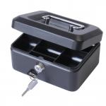 Cash Box with Simple Latch and 2 Keys plus Removable Coin Tray 150mm Black