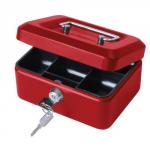 Cash Box with Simple Latch and 2 Keys plus Removable Coin Tray 150mm Red