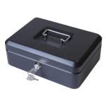 Cash Box with Simple Latch and 2 Keys plus Removable Coin Tray 250mm Black