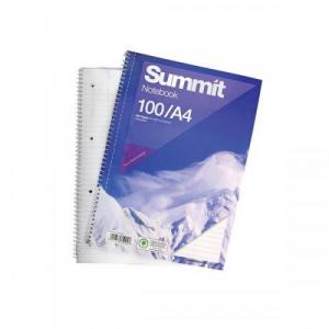 Cheap Stationery Supply of Summit Notebook Wirebound Ruled Punched Perforated Margin 60gsm 100pp A4 100080157 Pack of 10 Office Statationery