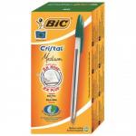 Bic Cristal Ball Pen Clear Barrel 1.0mm Tip 0.4mm Line Green Ref 8373629 [Pack 50]