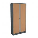 Bisley A4 EuroTambour Including 2 Shelves W1000xD430xH1030mm Beech Shutters Silver Frame Ref ET410/10/2SB