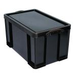 Really Useful Storage Box Plastic Recycled Robust Stackable 84 Litre W444xD710xH380mm Black Ref 84L