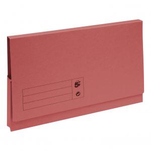 Cheap Stationery Supply of 5 Star Document Wallet Full Flap 285gsm Capacity 32mm Foolscap Red Pack of 50 Office Statationery