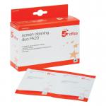 5 Star Screen Cleaning Duo Sachets Pairs of Wet and Dry Wipes Pack of 20x2