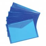5 Star Envelope Wallet Polypropylene A4 Translucent Blue Pack of 5
