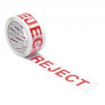 Printed Tape Reject Polypropylene 50mm x 66m Red on White [Pack 6]
