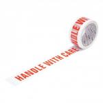 Printed Tape Handle with Care Polypropylene 50mm x 66m Red on White Pack of 6